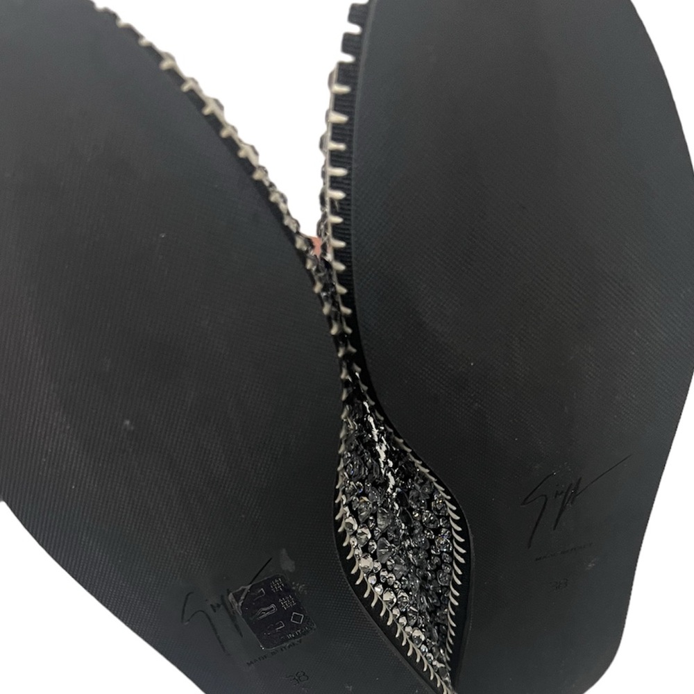 Giuseppe Zanotti Fancy Crystal Loafers with Black & Silver Embellishment Size 8 - Picture 15 of 17